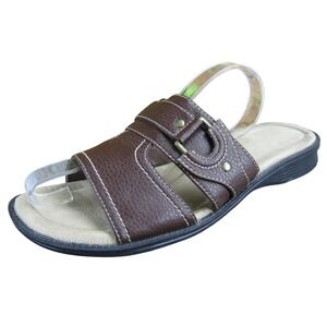 Predictions Slide Sandals Women 9 Wide Brown Synthetic Adjustable Comfort Casual